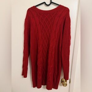 SHEIN Bold Red Cable Knit Sweater